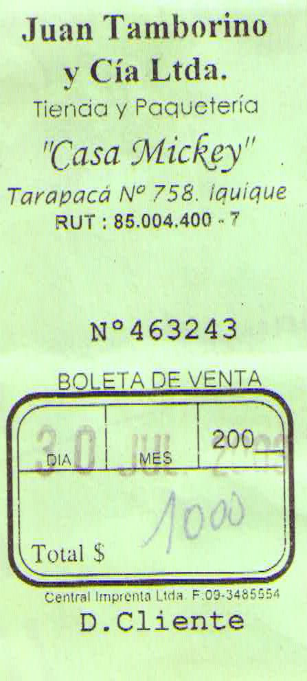 BOLETA JUAN TAMBORINO